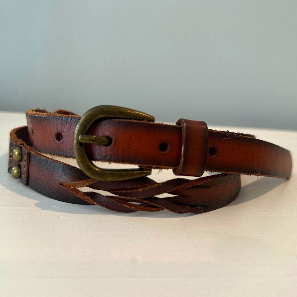 Brown Leather Belt, Sz 36